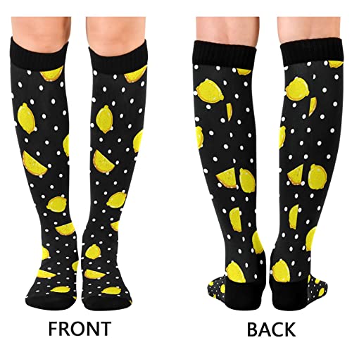 Wusikd Colorful Lemon Compression Socks for Women and Men Circulation Dot Long Socks for Athletic Running 12