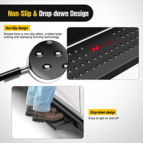 Image of Nilight Running Boards Compatible for 2019 2020 2021 2022 2023 2024 2025 2026 Dodge Ram 1500 New Body Style 4 Door Crew Cab 4 Inch Drop Side Steps Bolt-on Off-Road Nerf Bars