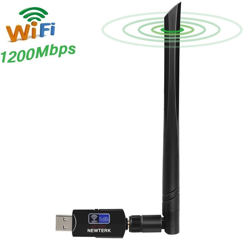 Wifi Adapter 1200Mbps Dual Band (5G/866Mbps + 2.4G/300Mbps) USB 3.0 Wifi Dongle with 5dBi Antenna Wireless Network Adapter for PC Desktop Laptop Tablet, Support Windows 10/8/7/Vista/XP/2000, M