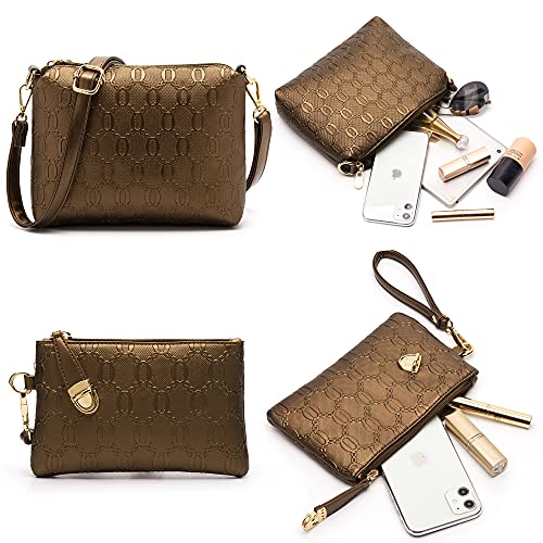 Sac à main pour femme design raffiné bronze grand modèle 4 pièces - 7