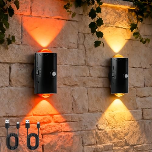 GBKDQQ Lámpara de pared con detector de movimiento para interiores, 2 unidades de lámpara de pared inalámbrica, lámpara de pared LED de 7 colores de luz, batería, luz nocturna magnética para pasillo