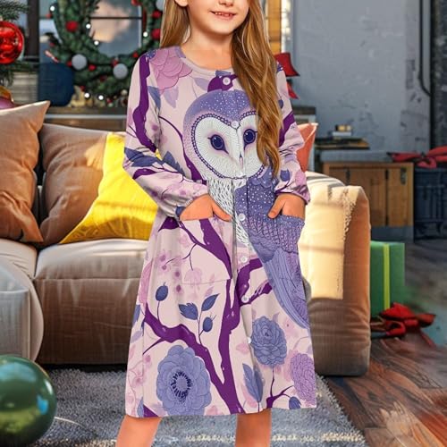 Fall Soft Comfy Long Sleeve Button Down Dress Girls Cute A Line Dress with Pockets Spring Casual Flowy Midi Dresses4