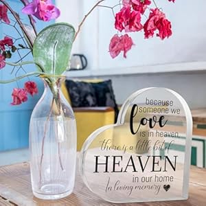 45 Acrylic Memorial Heart Ornament Heaven in Our Home Memorial Gifts for Loss of Loved One Sympathy Condolence Grieving Keepsake for Mom Dad Grandma Friend Remembrance Decor
