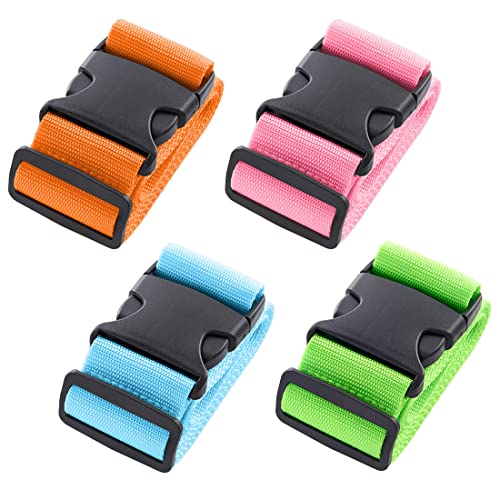 Image of 4pcs 74″x2″Luggage Straps for Suitcases,Adjustable Suitcase Straps and Heavy Duty Strap Buckle Packing Straps Travel Accessories,Multicolor