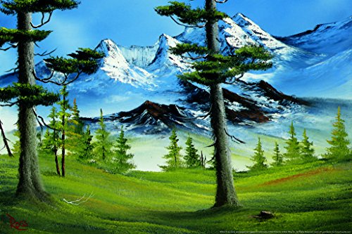 Bob Ross Painting Mountain Forest Poster Cool Wall Art Print Poster 36x24