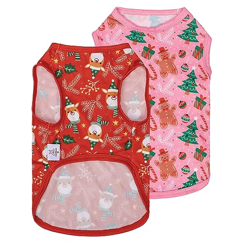 Image of CuteBone Dog Shirts 2-Pack Soft Pet Clothes Breathable Summer Vest for Small Puppy and Stretchy Cat Apparel