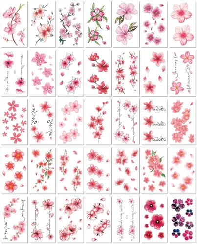 35 Blätter Sexy Kirschblüten Temporäre Tattoos...