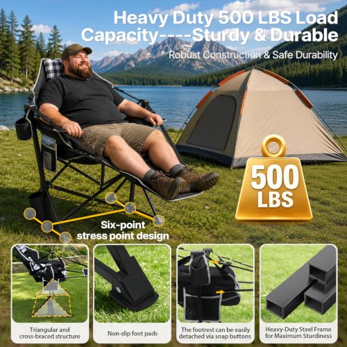 Silla Hamaca para Camping ZENPETIO con Reposapiés, Cojín Acolchado y Capacidad 500 lbs miniatura 3