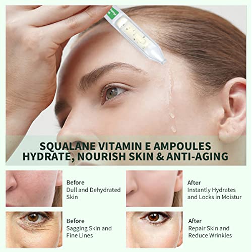 Bacheri Squalane Vitamin E Face Ampoule With Panthenol And Jojoba Oil, Hydrating Serum To Smooth Dry And Sensitive Skin, Anti Aging Facial Serum, 30 Ampoules #TOP2