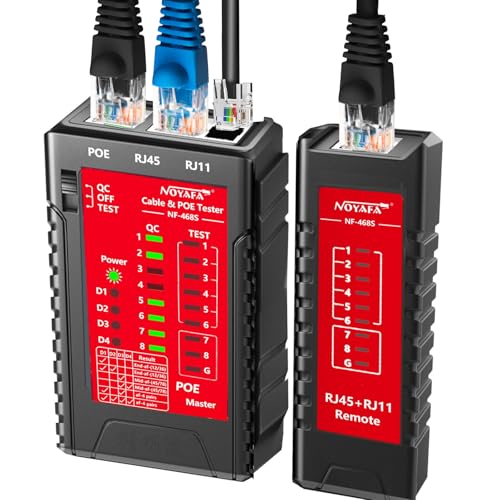 NOYAFA NF-468S Network Cable Tester, RJ12 RJ11 RJ45 Ethernet Cable Tester for CAT5 CAT5E CAT6 CAT6A, POE Tester Continuity UTP/STP Cable Toner LAN Telephone line CAT3 Cable Network Tools