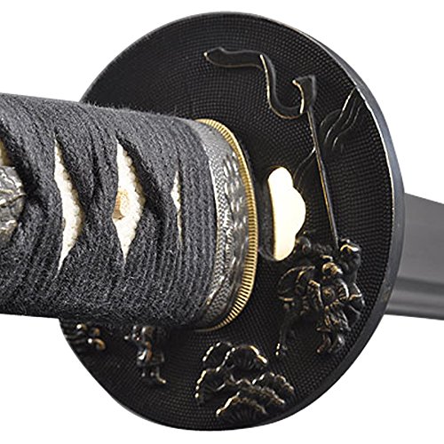 Handmade Sword - Battal Ready Samurai Katana Sword, Fully Hand Forged, 1045 Carbon Steel, Clay Tempered, Full Tang, Sharp, Red Scabbard with Black Dots, Certificate