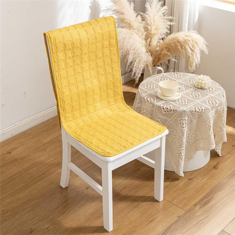 Image of HOMETHREADS Non-Slip Chair Cover-Universal Fit for Kitchen & Dining Chairs-Cushioned Comfort - Stylish Machine Washable Seat Cover-140x40cm (Yellow, Pack of 2)