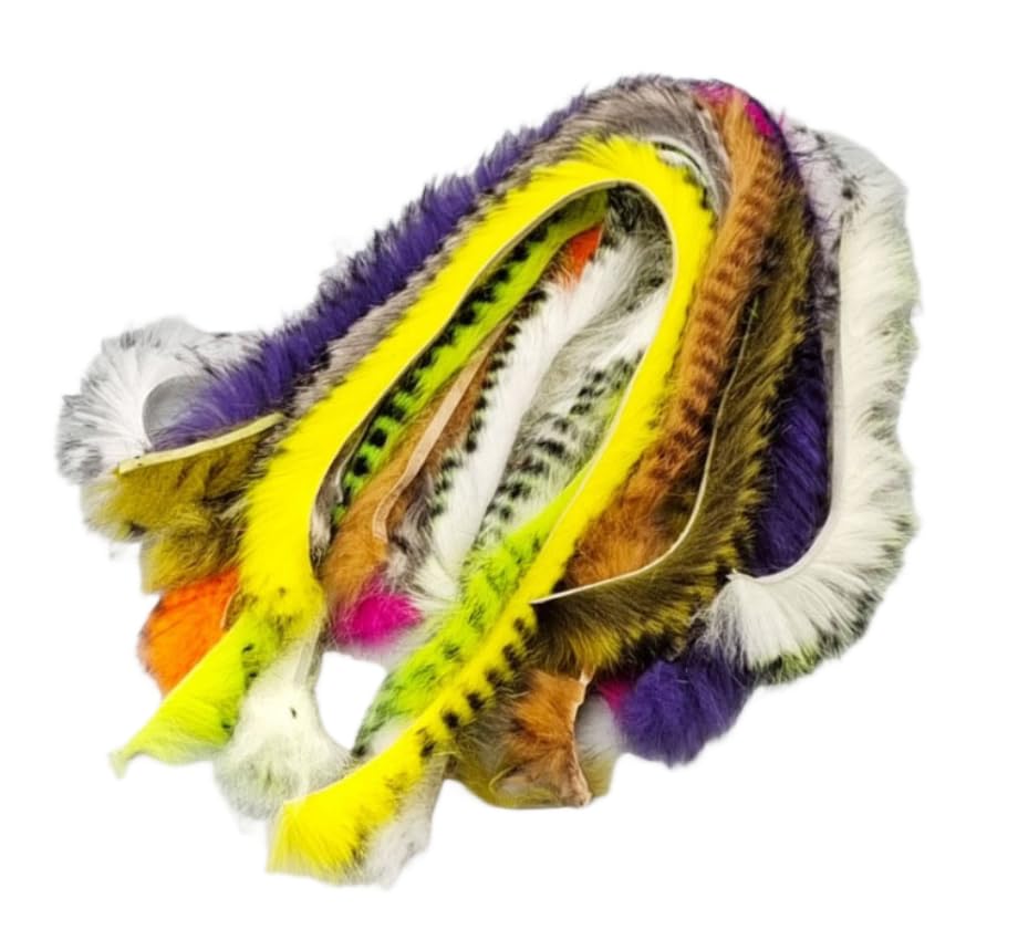 5pcs Rabbit Zonker Strips Soft Rabbit Fur Hair Fly Tying Materials for Streamer Minnow Saltwater Flies Trout Fishing Lure Baits