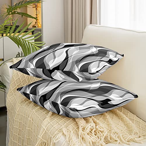 Loussiesd Grey Black Stripes Reversible Throw Pillow Covers Kids Geometric Pillow Covers Home Decor for Square Cushion Covers Set of 2 Modern Striped Art Abstract Art 22x22 Inch - Image 3