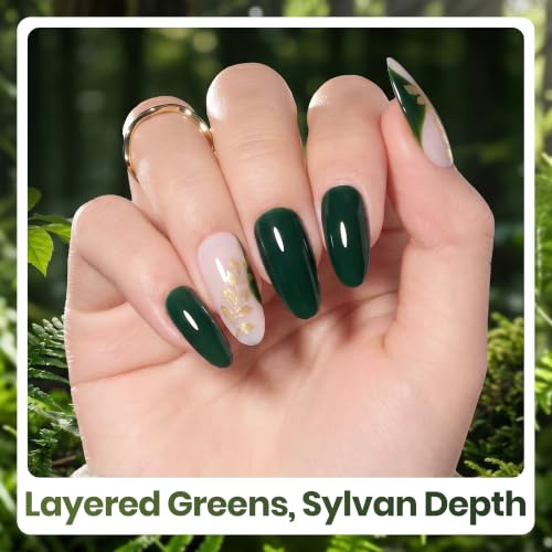 Image of Beetles Green Gel Polish Set - Forest Whisper, 6 Colors Green Gel Nail Polish Set, Soak Off UV Led Summer Nails Art, Long-Lasting Manicure Salon DIY Home Holiday Nails Art