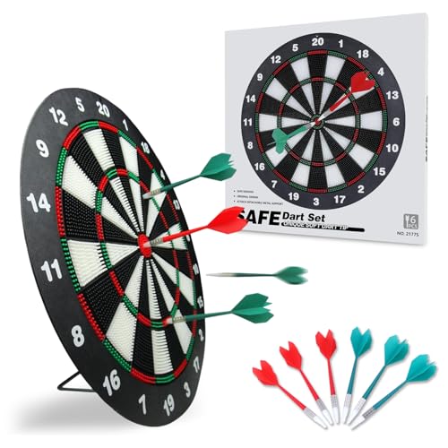 ダーツボード 静音 壁掛け・卓上兼用 セット 矢6本付き 直径42cm ハードダーツ対応 自宅練習 パーティー 室内遊び 初心者向け [並行輸入品]
