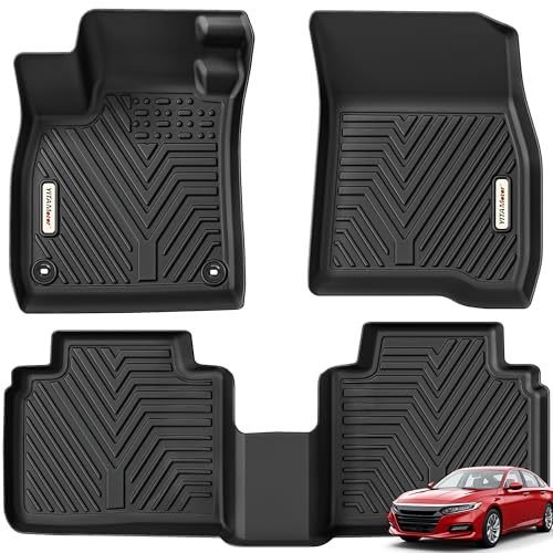 Image of YITAMOTOR Floor Mats Fit Honda Accord 2023 2024 2025 2026 Gasoline & Hybrid | All-Weather Custom Fit Car TPE Floor Mats & Cargo Trunk Liners Accessories, 1st & 2nd Row, Black