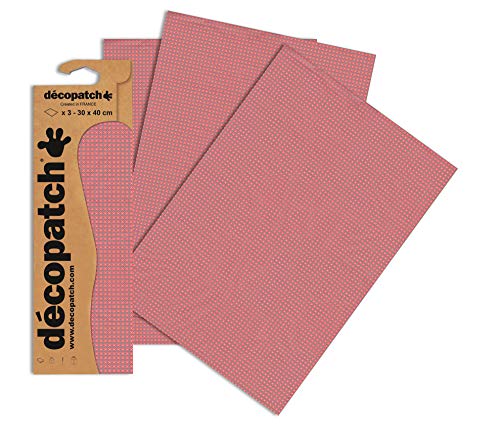 Décopatch Papel geométrico rojo, 30 x 40 cm (paquete de 3 hojas)