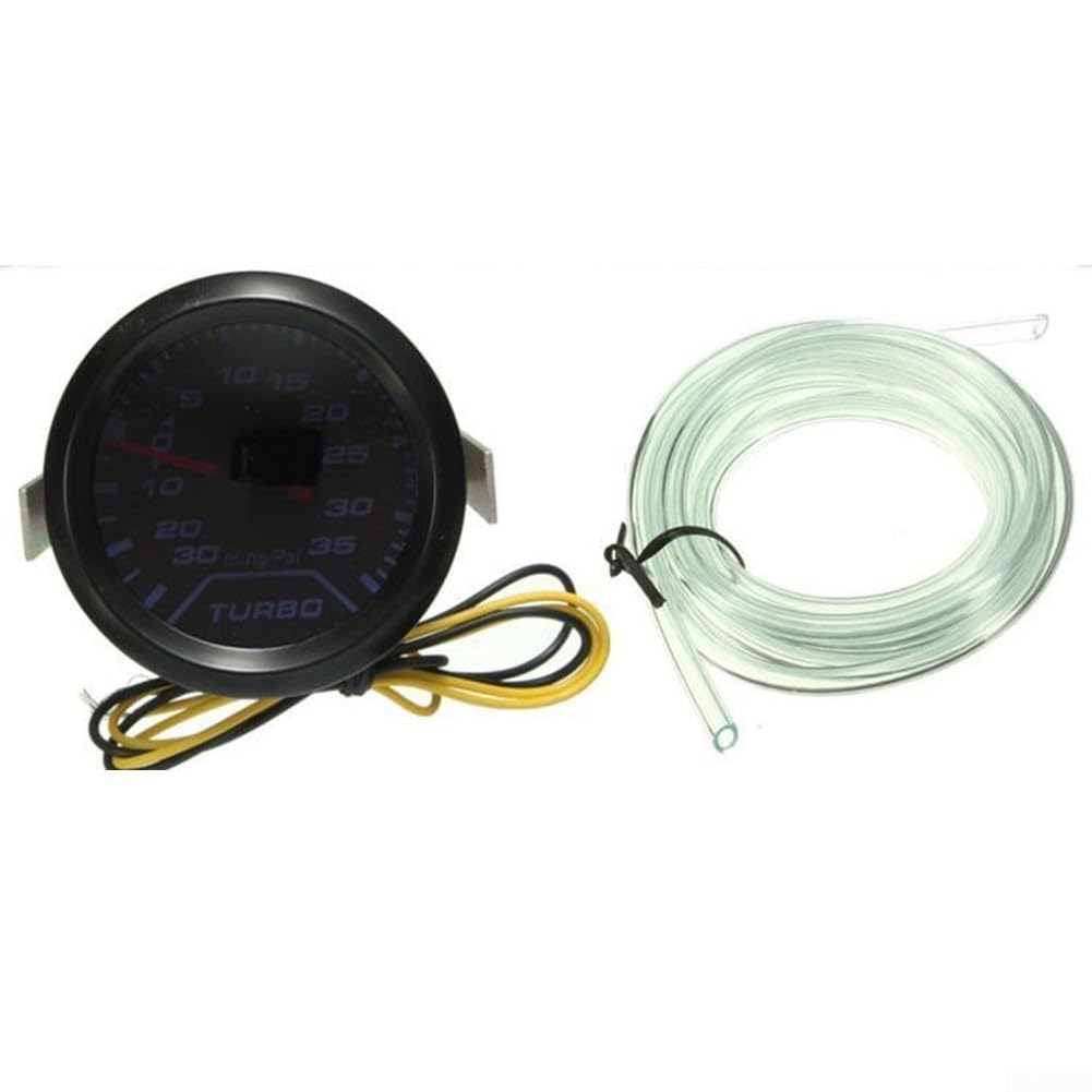 Manometro digitale Turbo Boost, 52 mm, misuratore di pressione Turbo Boost per auto, puntatore digitale 35 PSI con lente fumé e kit di installazione con ago illuminato
