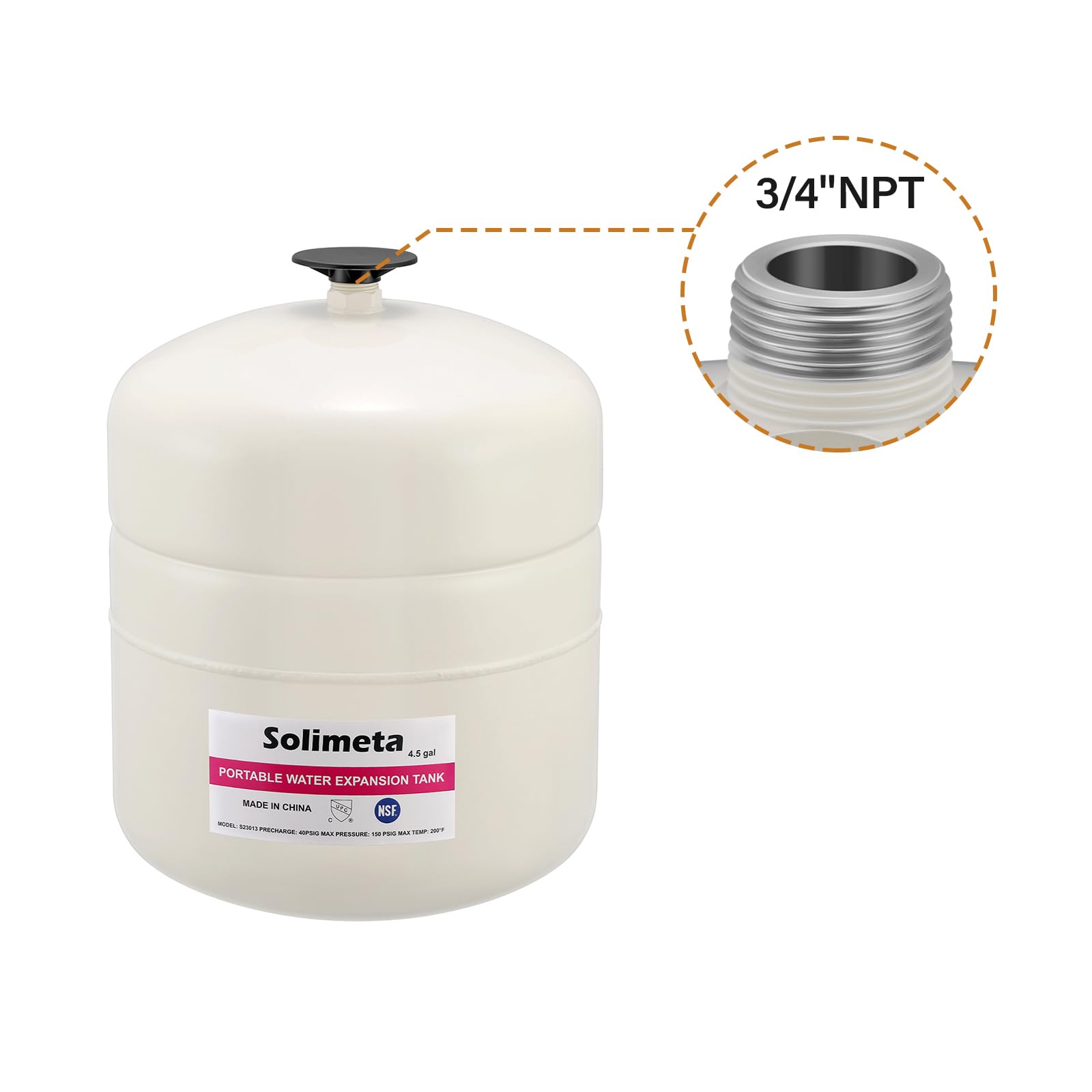 Solimeta 4.5 Gallon Potable Water Expansion Tank with Adjustable