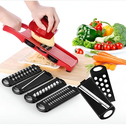 Cortador De Legumes Mandoline 6 Em 1, Fatiador E Ralador De Vegetais, 6 Lâminas, Recipiente 1L, Prát