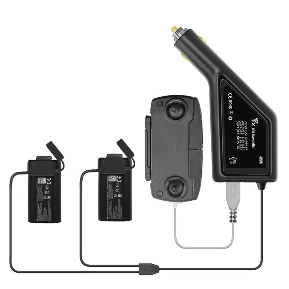 3 in 1 Car Charger for DJI Mavic Mini Batteries and Remote Controller