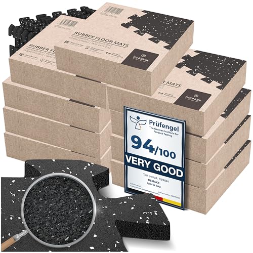 Esterilla Fitness Puzzle para Suelos de Gimnasio | Set de Protección Goma Espuma Losas Caucho para Máquinas de Deporte, Alfombrilla Protector Expandible Tatami Tapiz Alfombra Pesas Gym - Lote de 9