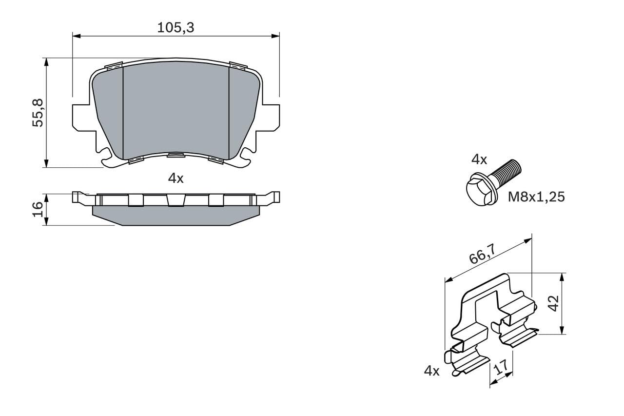 BOSCH Plaquettes de frein arrière (jeu) 0986494595 | Compatible avec: AUDI A3, A3 Cabriolet, A3 Sportback, A4 B7, A4 B7 Avant, A6 Allroad C6, A6 C6, A6 C6 Avant, TT, TT Roadster