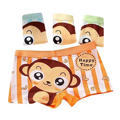Amaping 4Pcs Toddler Underwear Monkey Cartoon Print Underpants Boxer Shorts (M, Multicolor)