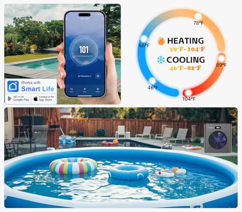 Varpoolfaye 16000 BTU 5000 Gallon Above Ground Pool Heater Electric Pool Heater Heat Pump 120v Swimming Pool Heat Pump for In ground Pool Heating Cooling WiFi Control - Thumbnail 3