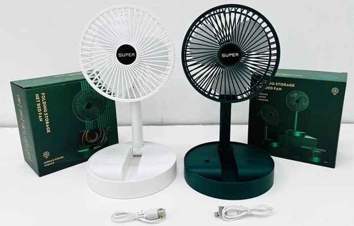 USB Rechargeable Desk Fan Telescopic Electric Desktop Fan Height Adjustable Foldable & Portable for Travel Silent Table Top Personal Fan for Bedside Office Table-image-7
