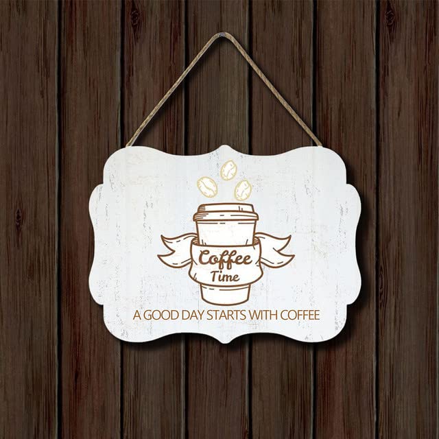 Targa in latta con scritta in inglese A Good Day Starts with Coffee and Ends with Wine, targa retrò da parete per casa, bar, pub, vintage, 20,3 x 30,5 cm