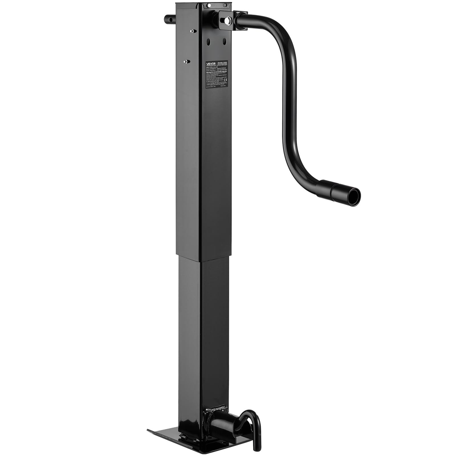 VEVOR Gato para Remolque Cuadrado para Soldar, Capacidad de Carga de 5443 kg, Carrera de 330 mm, con Manivela, Pie Ajustable, Eleva hasta 67,4 cm, para Remolques de Caravanas, Utilitarios y Yates