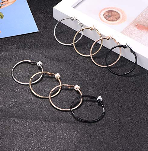 JOERICA Clip On Hoop Earrings for Women Silver Tone Gold Tone Rose Gold Tone Black Unpierced Hoop Earrings Non-pierced2