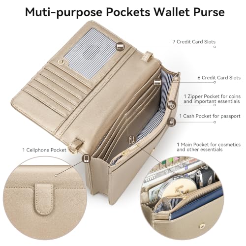 Image of nuoku Women Small Crossbody Bag Cellphone Purse Wallet with RFID Card Slots 2 Straps Wristlet