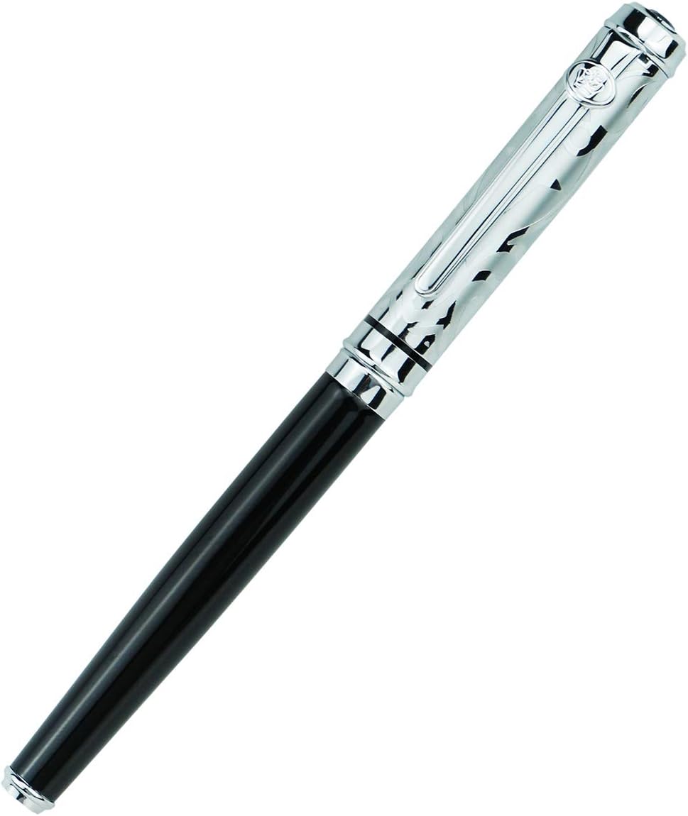 erofa Duke Sapphire Fountain Pen Iridium Medium Nib with Original Gift Box - Electroplated Engraving Silver Cap