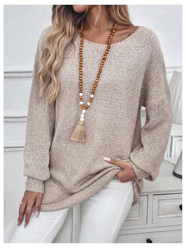 SOLY HUX Women's Asymmetrical Neck Sweaters Long Sleeve Loose Fit Dressy Casual Knit Fall Tops4