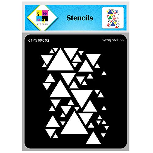 SWAGSTATIONS Geometric Stencils for Wall Painting - Triangle Design Stencil Reusable DIY (6X6 Inch) Stencils for Art and Craft - Stencils for Geometric Shapes - Geometric Stencil