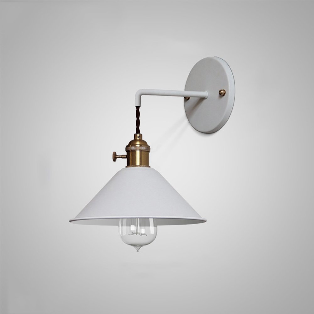 HUAYUSEDF Wall Lamps, Wrought Iron Light Lamp with Switch Industrial Retro Rustic Loft Antique Colorful Sconce Decorative Restaurant Bar Aisle Chandeliers(White)