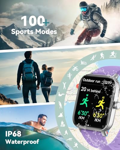 Image of Quican Smart Watches for Women, Compatible for iPhone and Android Phones | 1.8 inch Fitness Tracker Watch, Waterproof, Calling, Heart Rate /Sleep Monitor, Alexa, Gifts for Women, Silicone Band, Purple