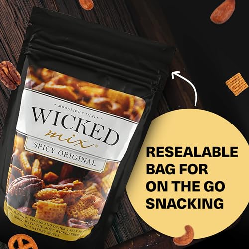 Image of Wicked Mix Snack Mix with Mixed Nuts - Sweet and Salty Snacks Trail Mix Snack Packs with Almonds, Cashews, Pretzels, Pecans - Healthy Snacks Zero Trans Fat in Resealable Bag (Original Mix, Pack of 3)