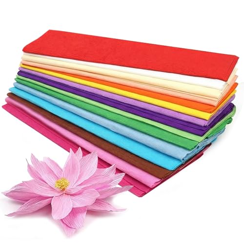 Crepe Paper Rolls 15 Colors 50X100CM Assorted Colored Packing Paper Sheets Versatile Craft Paper for Gift Wrapping Paper Flowers Wedding Festival Decoration