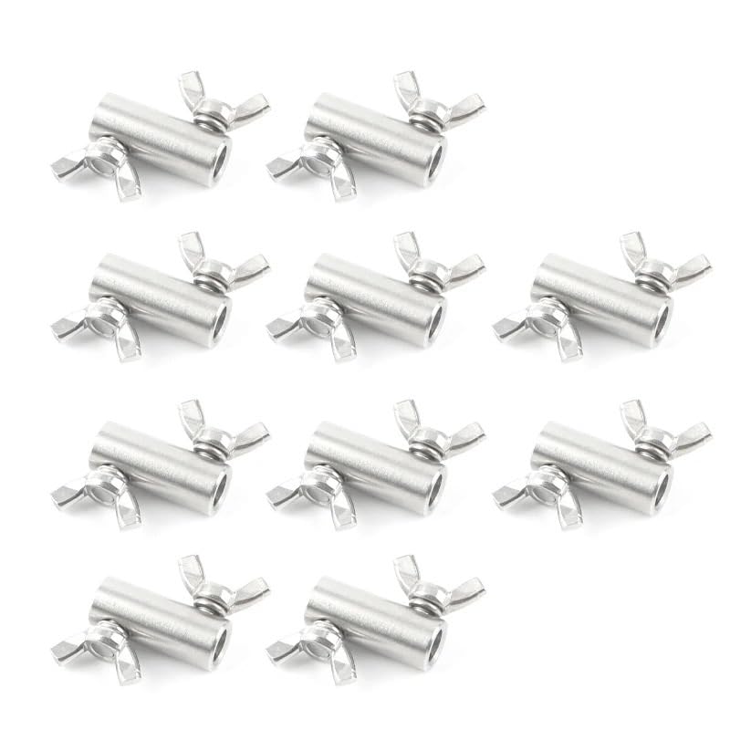 Morsetti Per Fune 10 pezzi 304 acciaio inossidabile corda manuale blocco di fissaggio fibbia a farfalla for doppio filo clip 1.5/2/3/4/5/6/8mm(For 12mm wire)