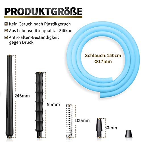 ADMY Shisha Schlauch mit Mundstück, Inkl. 150cm Soft-Touch Silikonschlauch & Matt Schwarz Mundstück & Knickschutzfeder… – Bild 4