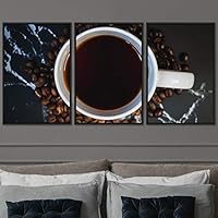 3 Piece Framed Canvas Wall Art Coffee Canvas Prints Home Artwork Decoration for Living Room,Bedroom - 16