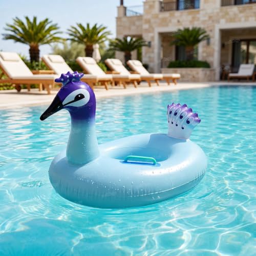 Image of Zest 4 Toyz Swimming Ring Swimming Tube for Kids Inflatable Tube for Swimming Pool Floaters for Kids Water Tube for Baby Swim Ring for 3+ Years Girls and Boys (Peacock Shaped) Blue