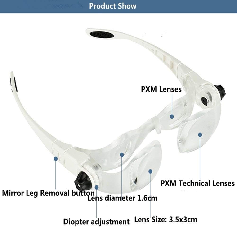LEDライト拡大鏡付き4倍ヘッドマウント、高齢者、若者、新聞を読む、メガネHD修理プレートに適しています
