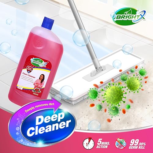 Image of BrightX Floral Floor Cleaner 1 Litre | Multipurpose Floor Cleaning Liquid | Long Lasting Floral Fragrance | Removes Dirt & Germs | Safe for Tiles, Marble & Granite Floors