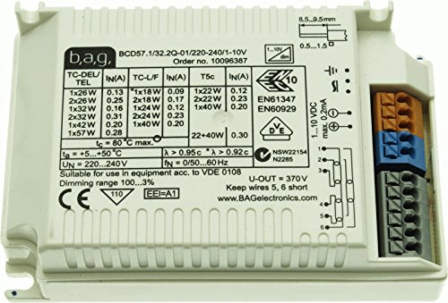 bcd57.1/32.2q/220-240/1-10 V 1-10 V Dimmable Ballast 1: Twingle Electronic Ballast for Multiple CFL Bulbs