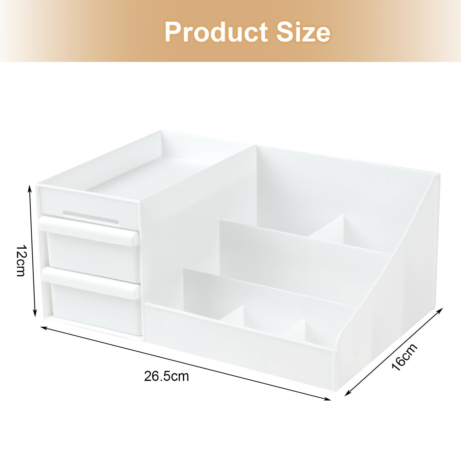 URAQT Makeup Organizer Storage Drawers, Large Capacity Dressing Table Plastic Cosmetics Holder - Image 2